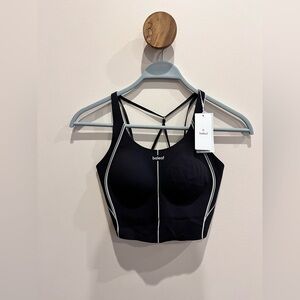 NWT Baleaf Women’s FREELEAF PRINTED SPAGHETTI STRAP SPORTS BRA Black Size S